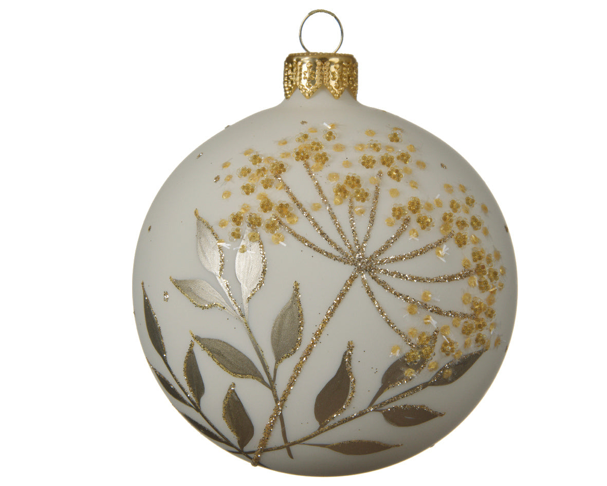 Palla Di Natale decorativa con motivo fiore oro diametro 8 cm per addobbi natalizi - DeMatteis.it