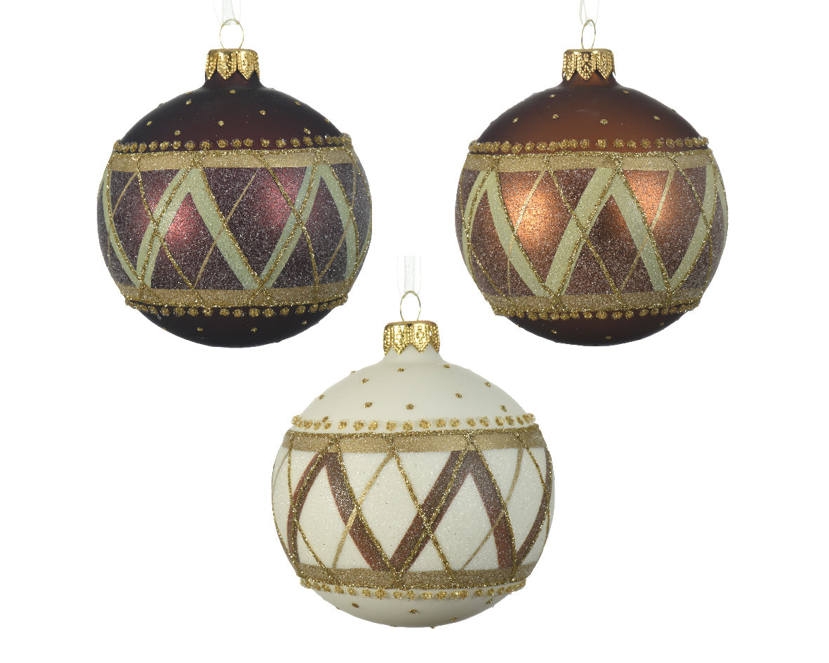 Palla di Natale diametro 8 cm con decorazioni in rilievo oro per addobbi natalizi - DeMatteis.it