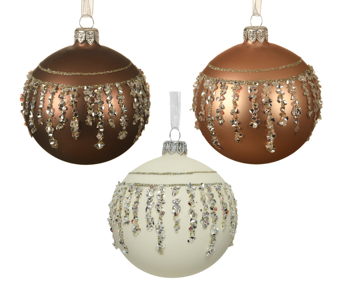 Palla di Natale diametro 8 cm con decorazioni glitter argento per addobbi natalizi - DeMatteis.it