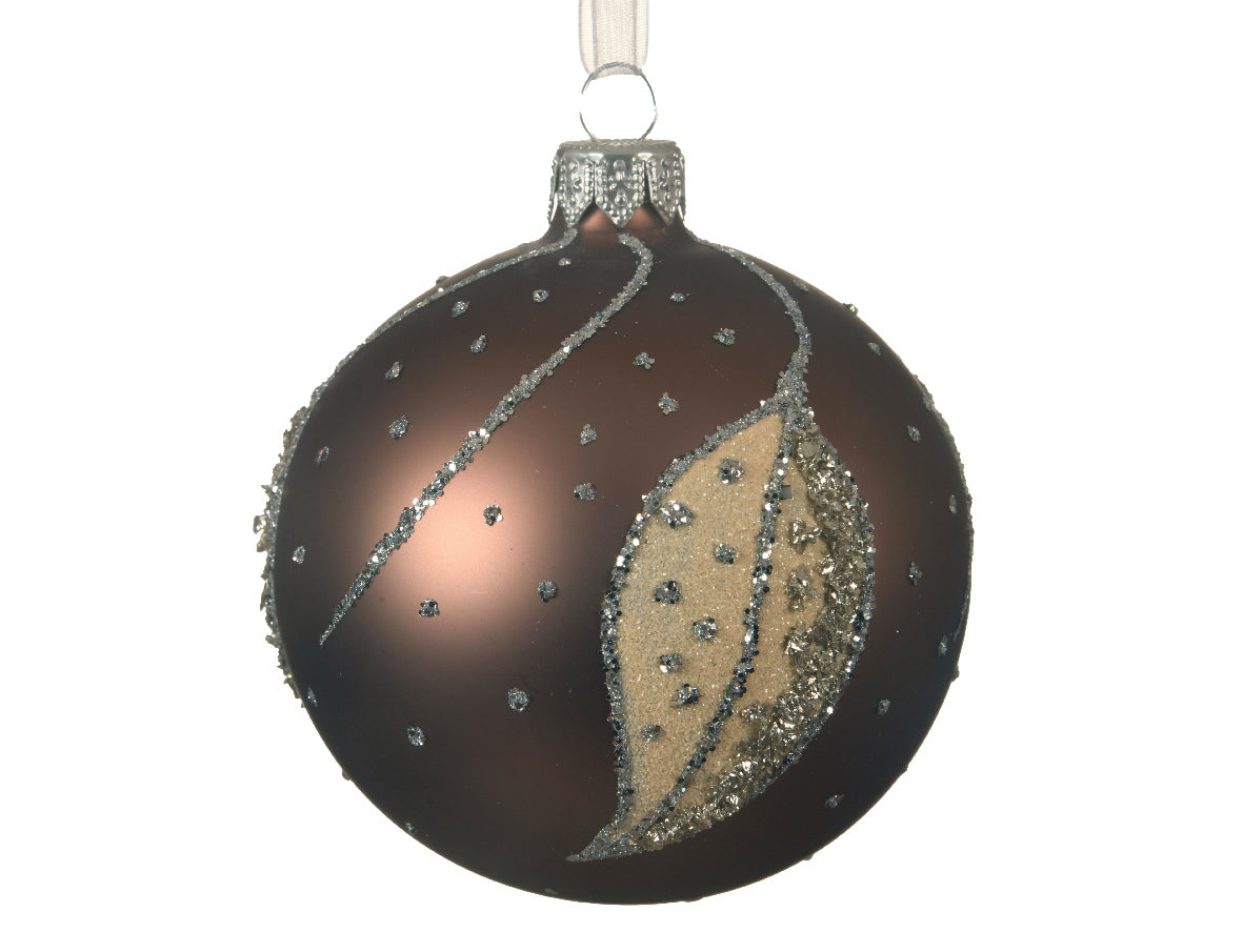 Palla di Natale decorativa diametro 8 cm Walnut Foglia Crema per addobbi natalizi - DeMatteis.it