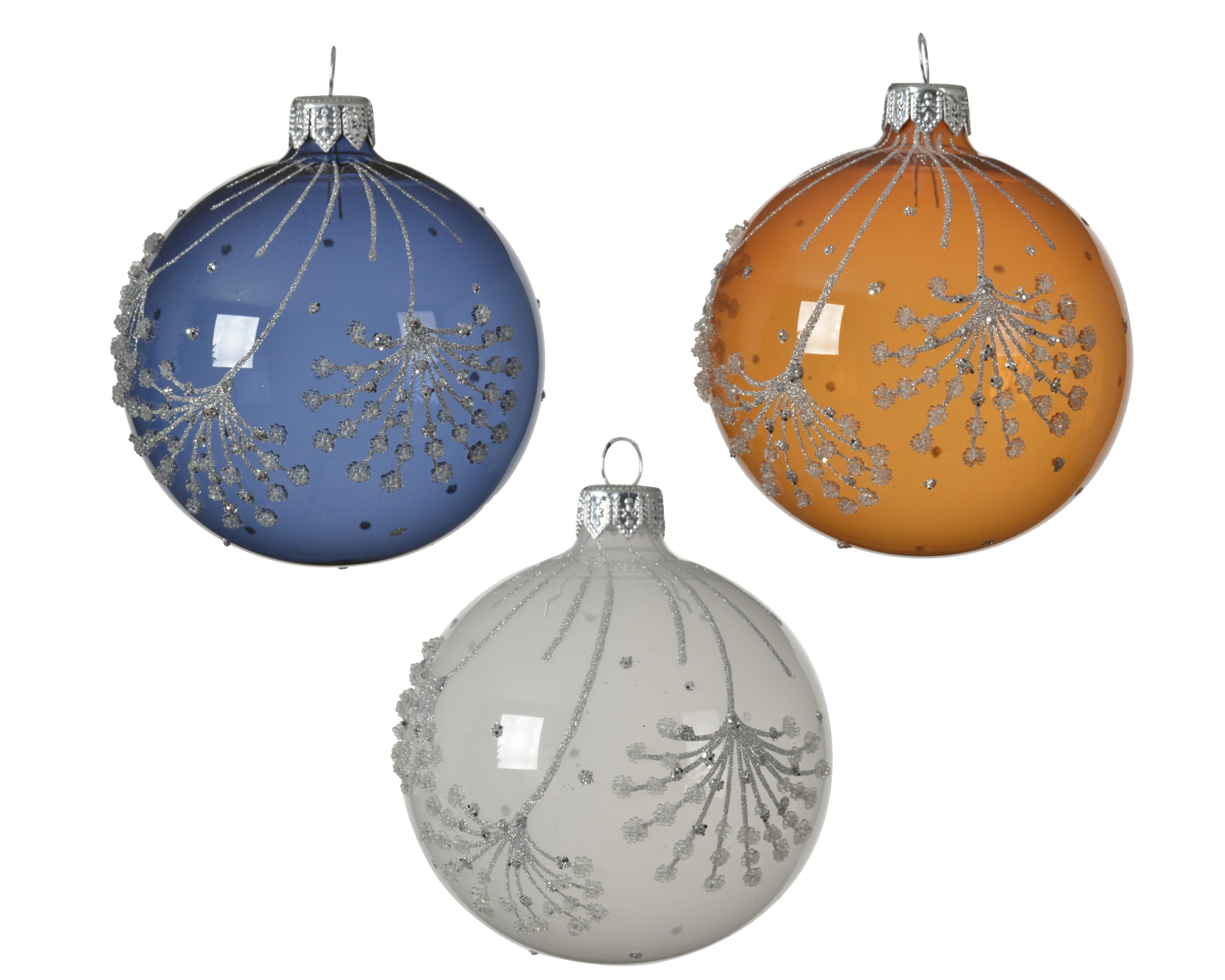 Palla di Natale con fiore silver per decorazione albero diametro 8 cm - DeMatteis.it