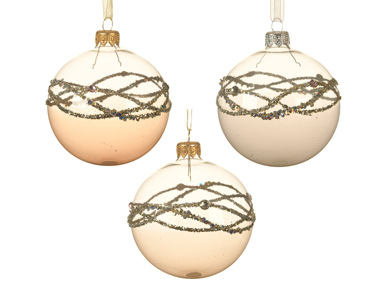 Palla di Natale decorazione natalizia con ornamenti argentati per albero di Natale - DeMatteis.it