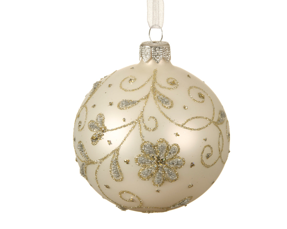 Palla Di Natale Winter White D 8 Cm Decoro Oro