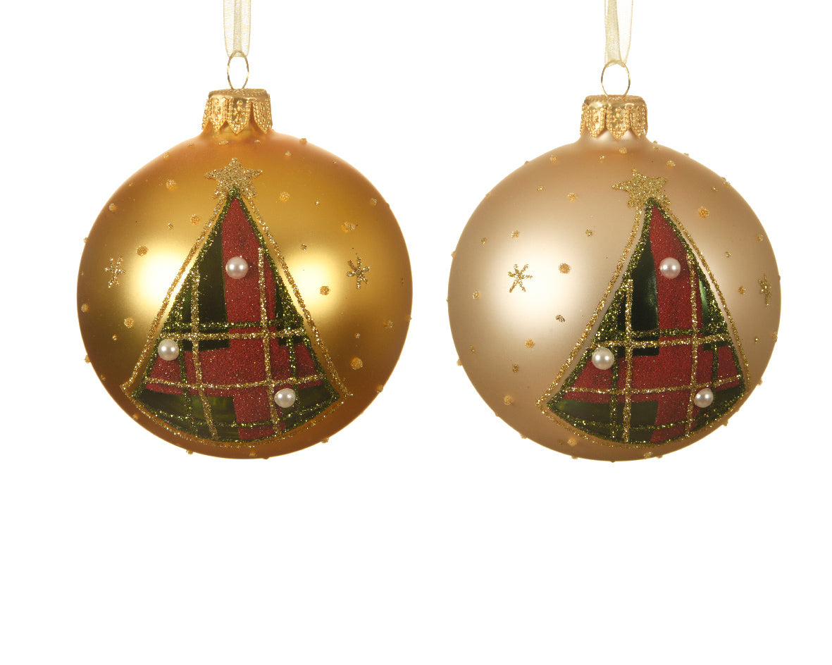 Palla di Natale decorazione albero diametro 8 cm con motivo albero scozzese - DeMatteis.it