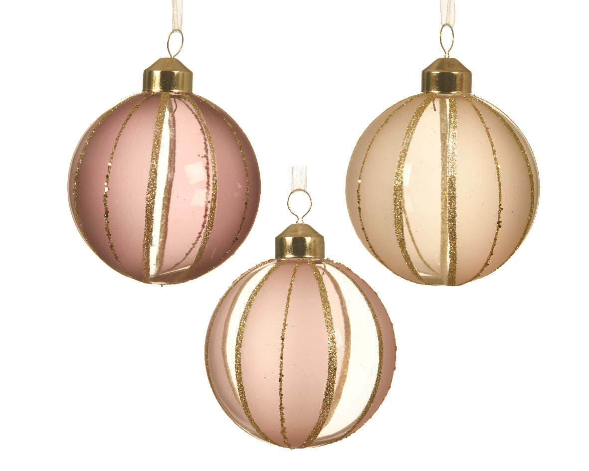 Palla di Natale soft pink in vetro diametro 8 cm per decorazione albero natalizio - DeMatteis.it