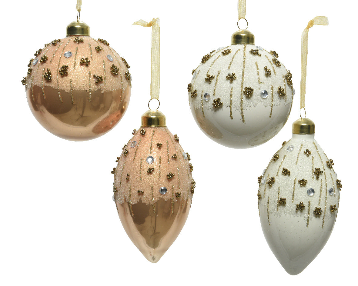 Ornamento Natalizio diametro 8 cm decorazione per albero di Natale con dettagli dorati - DeMatteis.it