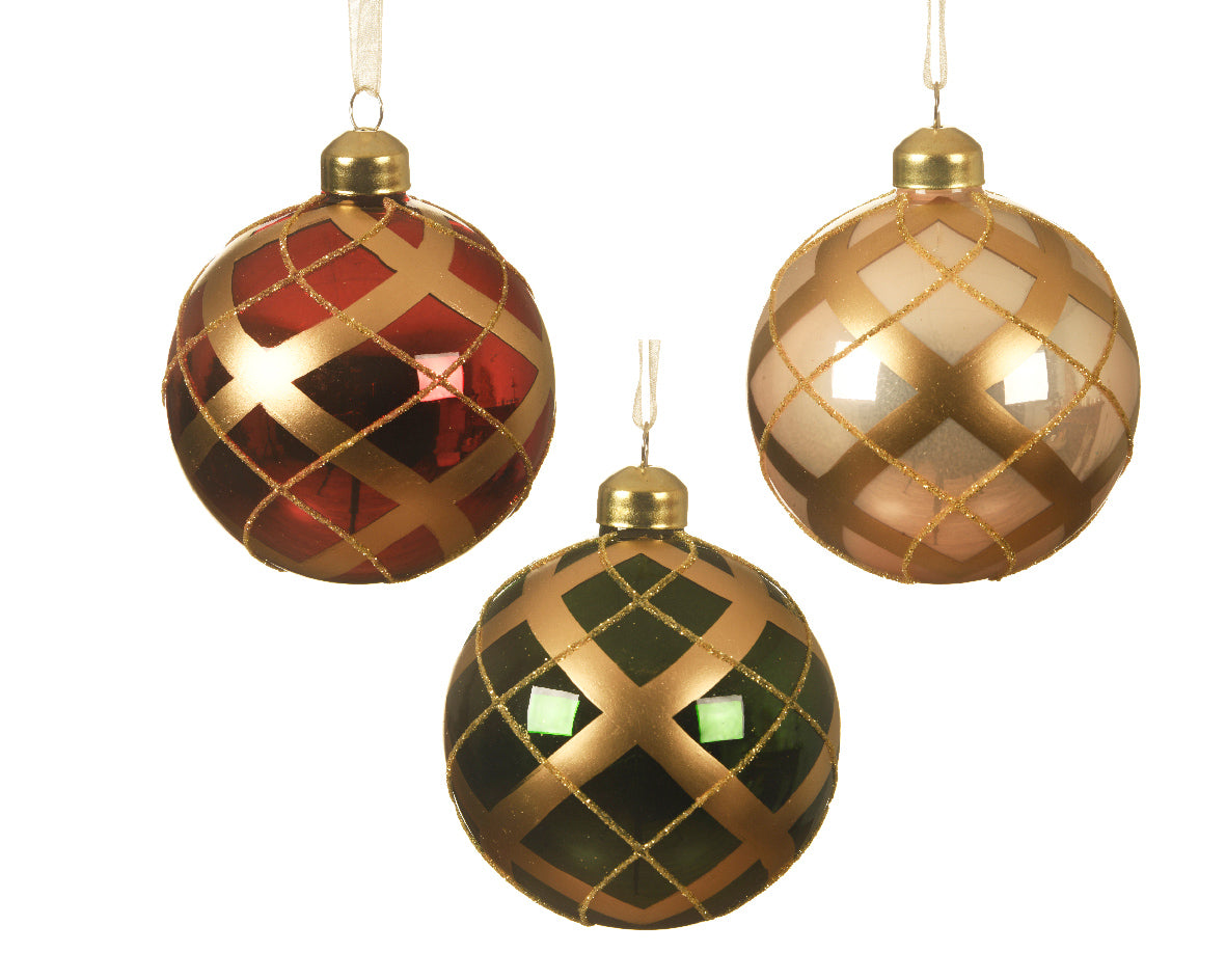 Palla Di Natale diametro 8 cm con decorazione oro per addobbi natalizi - DeMatteis.it