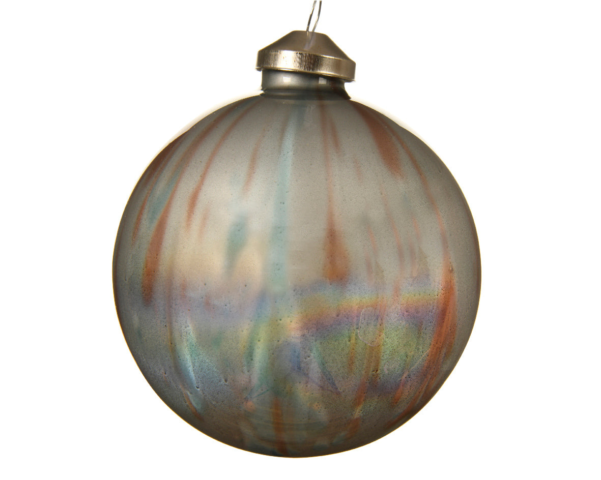 Sfera Vetro decorativa per addobbi natalizi diametro 10 cm finitura silver iris - DeMatteis.it