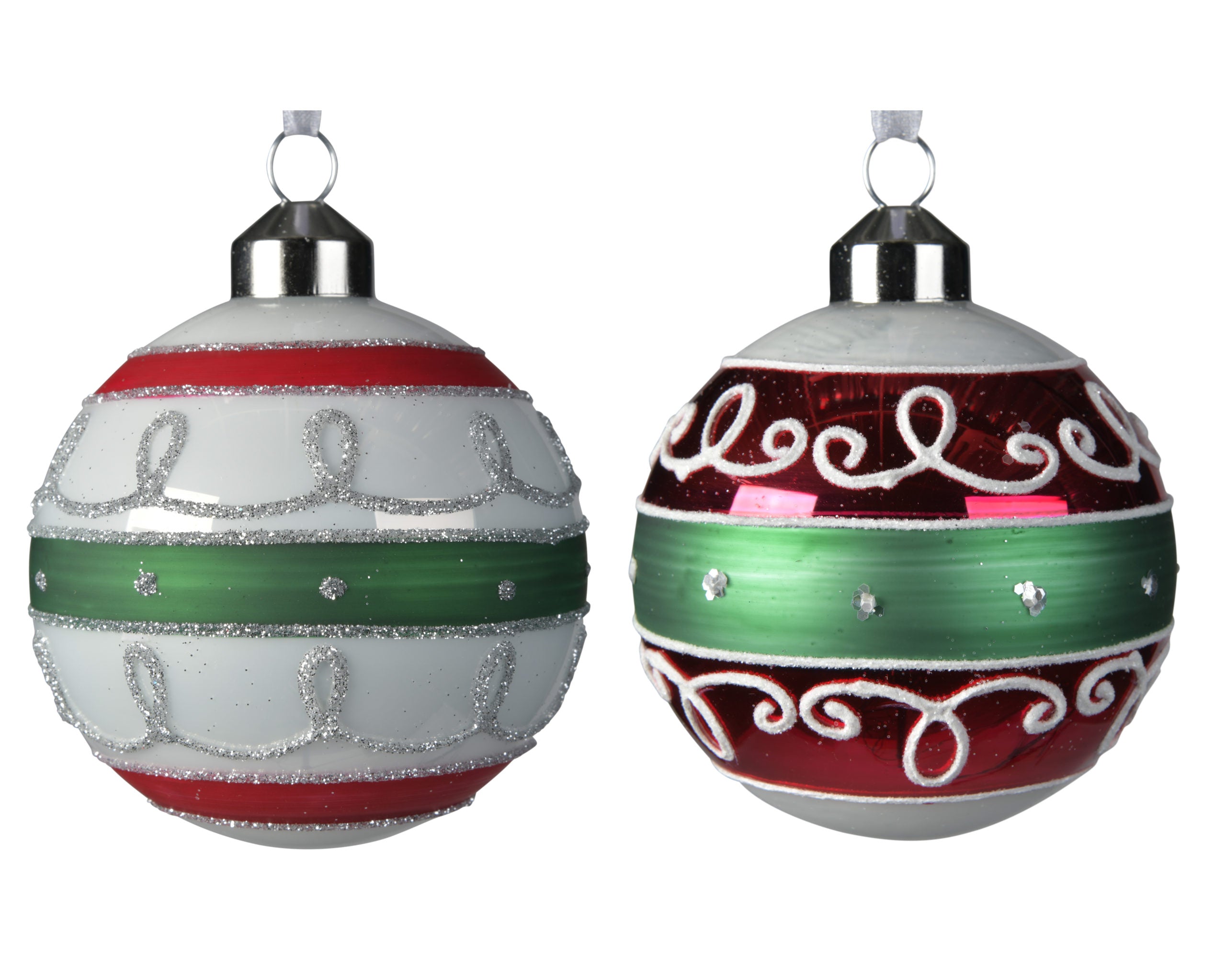 Palla di Natale decorativa con decoro silver diametro 8 cm per addobbi natalizi - DeMatteis.it