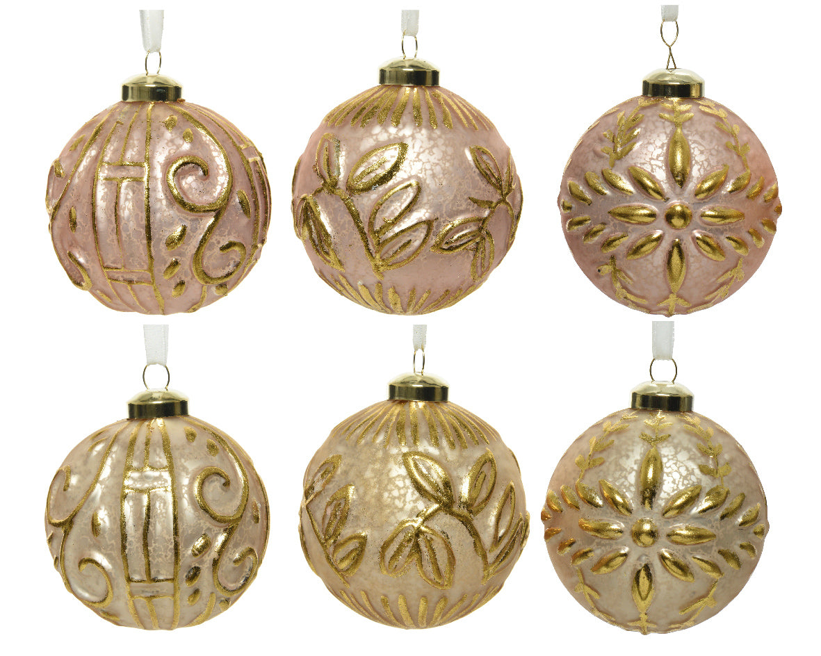 Sfera natalizia diametro 10 cm con decorazioni antiche dorate per addobbi natalizi - DeMatteis.it