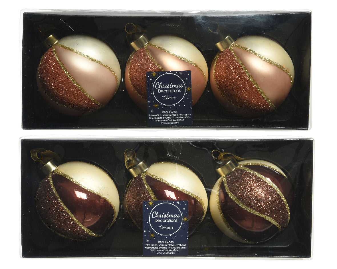 Box 3 palle di Natale con glitter per decorazione albero natalizio in confezione regalo - DeMatteis.it