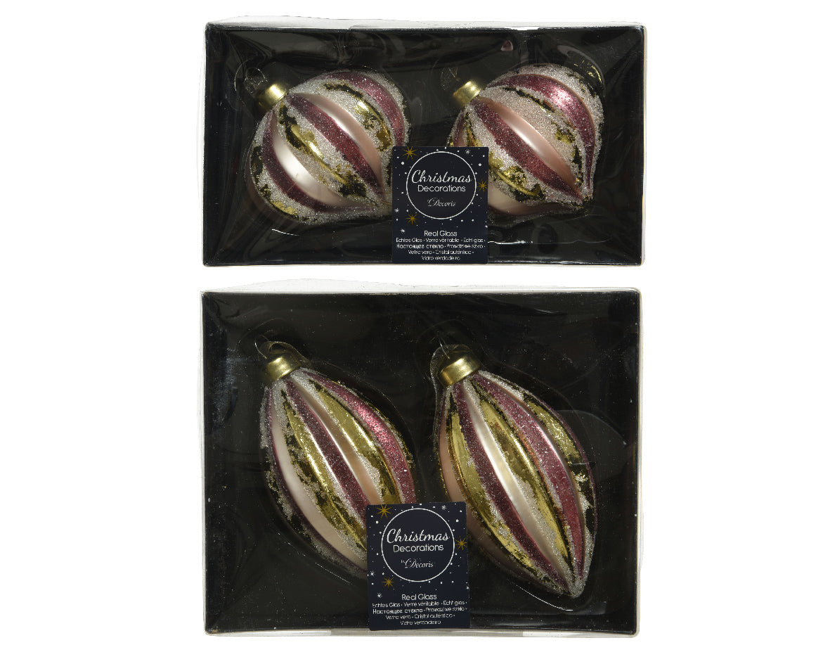 Box 2 Ornamenti Vetro Soft Pink decorazioni natalizie in vetro soffiato per albero di Natale - DeMatteis.it