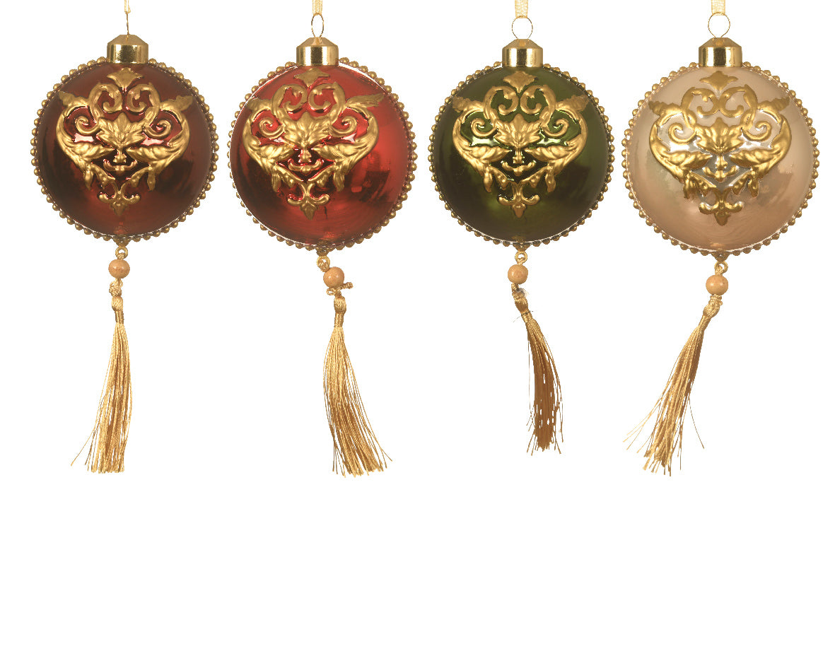 Palla di Natale diametro 8 cm con decorazioni oro e drappo per addobbi natalizi - DeMatteis.it