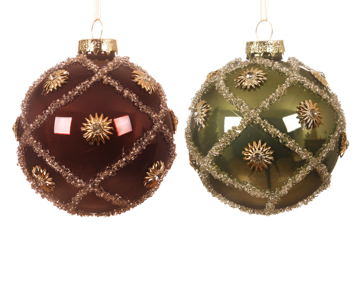 Palla di Natale decorativa diametro 8 cm con decorazioni in rilievo oro per addobbi natalizi - DeMatteis.it