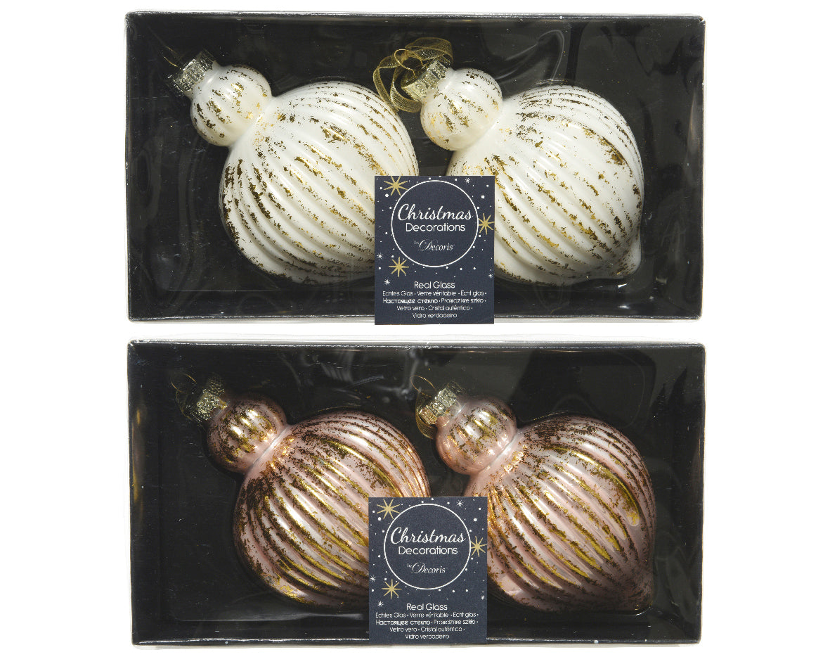 Box 2 Ornamenti Vetro decorazioni natalizie diametro 8 cm con decoro oro per albero di Natale - DeMatteis.it