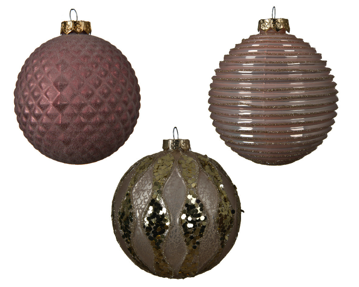 Sfere natalizie decorative diametro 10 cm con texture e finiture assortite per addobbi natalizi - DeMatteis.it