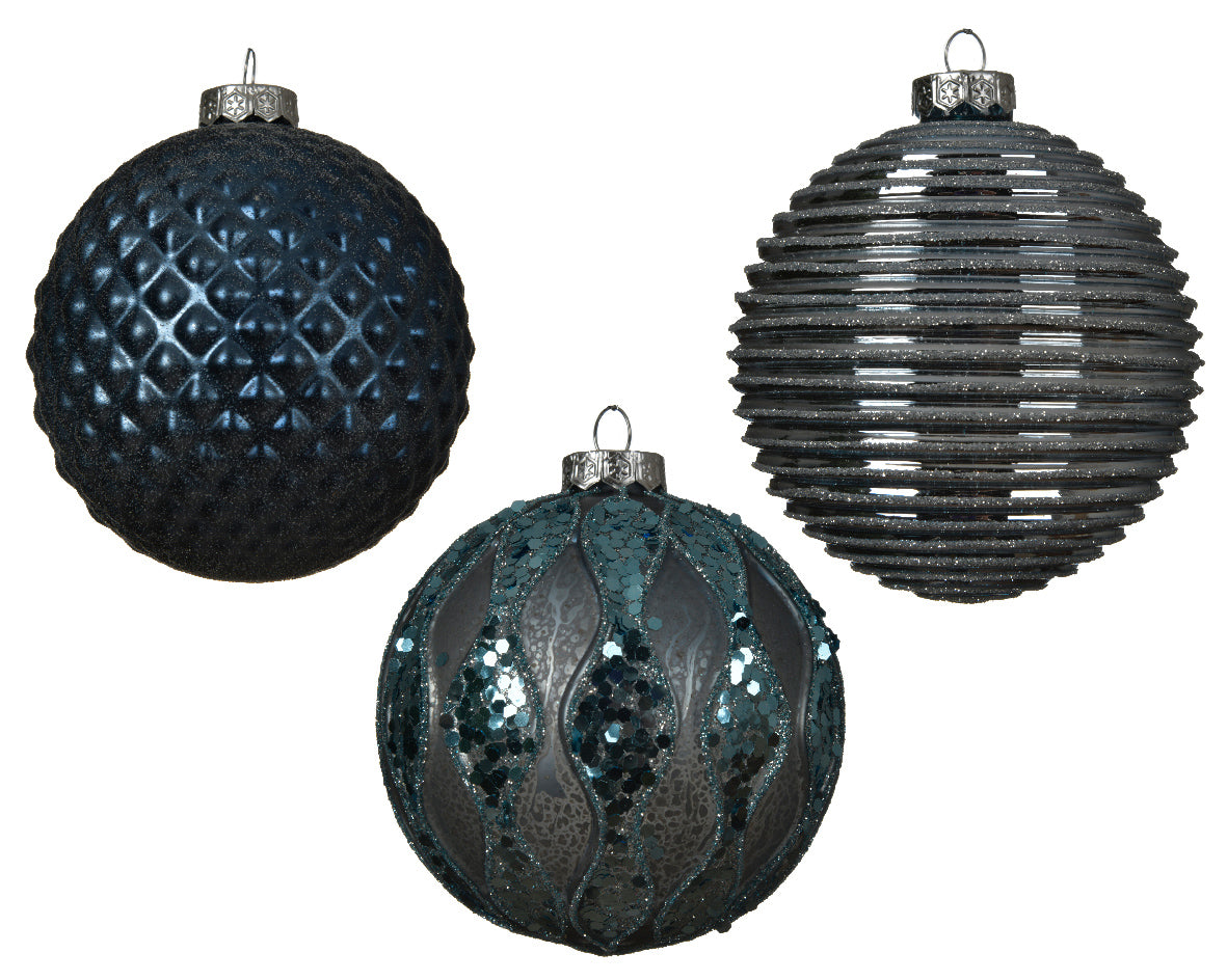 Sfera natalizia decorativa diametro 10 cm con decoro in rilievo per addobbi natalizi - DeMatteis.it