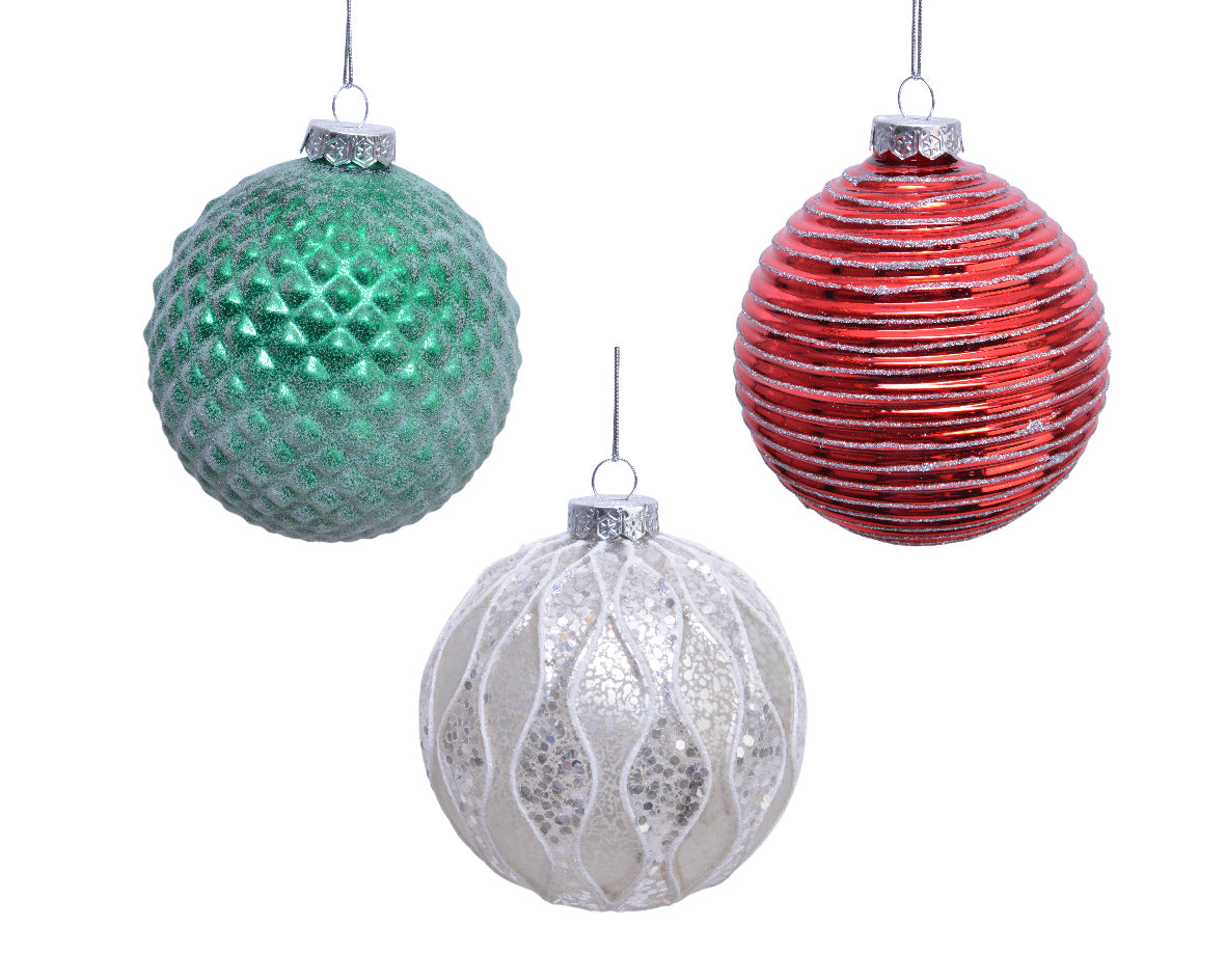 Sfera decorativa natalizia diametro 10 cm per addobbi albero di Natale - DeMatteis.it