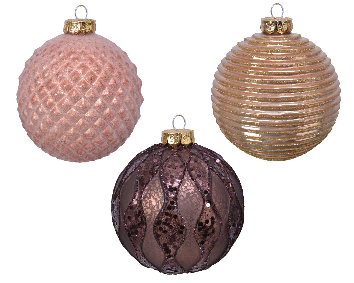 Sfera natalizia decorativa diametro 10 cm con motivi ornamentali per addobbi natalizi - DeMatteis.it