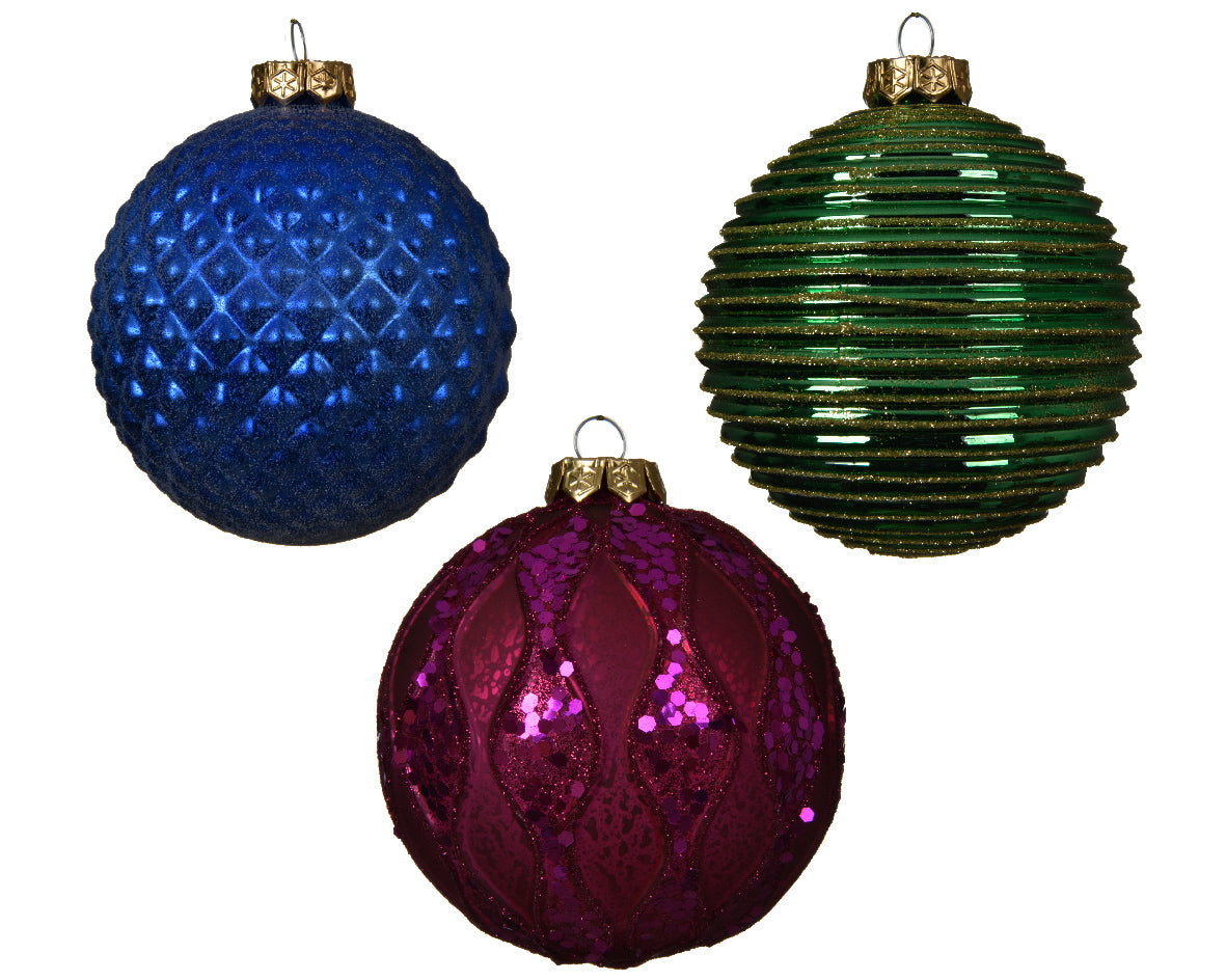 Sfera natalizia diametro 10 cm per decorazioni natalizie con gancio metallico - DeMatteis.it