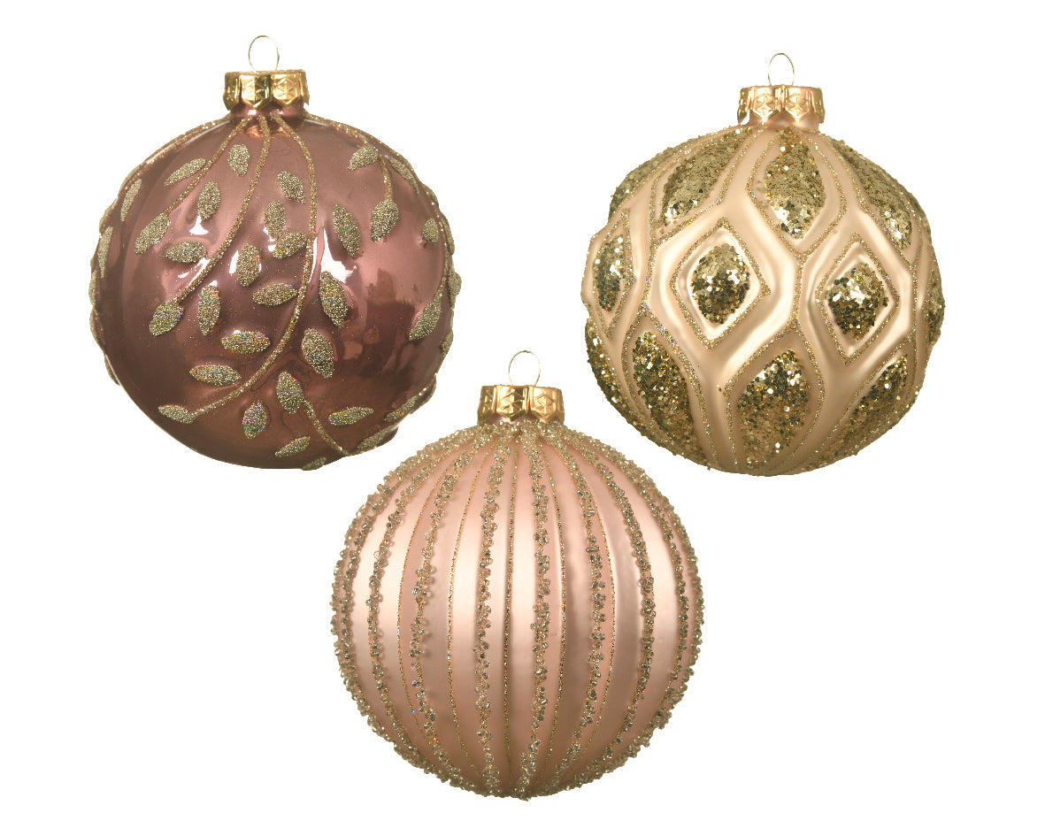 Palla di Natale decorativa diametro 10 cm con decorazioni in rilievo oro per addobbi natalizi - DeMatteis.it