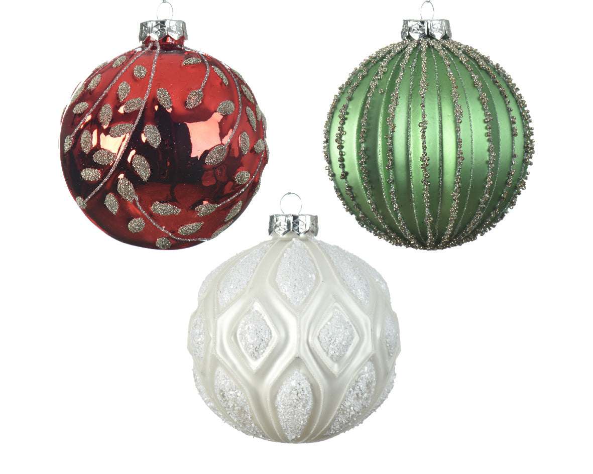 Palla di Natale decorativa diametro 10 cm modello Mistletoe Green per addobbi natalizi - DeMatteis.it