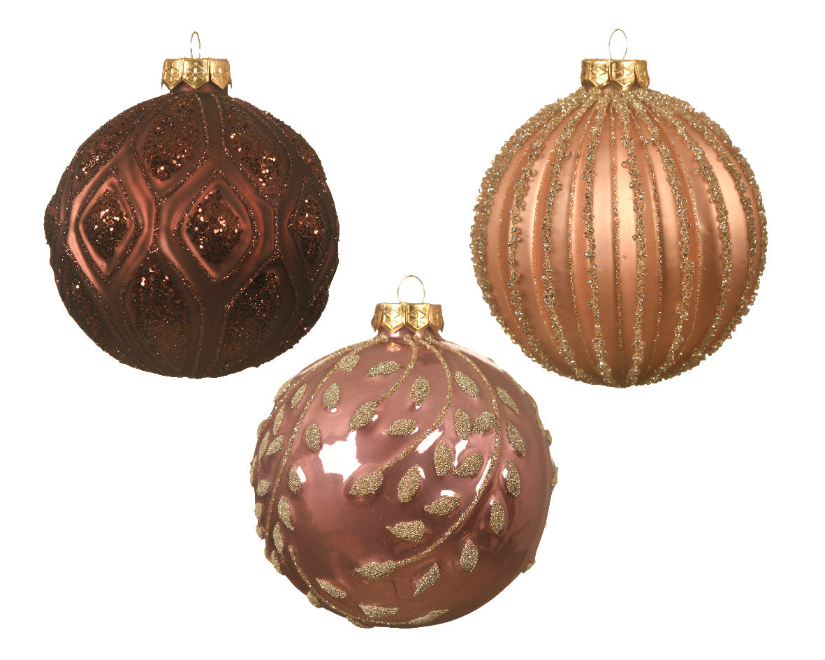 Palla di Natale diametro 10 cm in velluto rosa con decorazioni oro per addobbi natalizi - DeMatteis.it