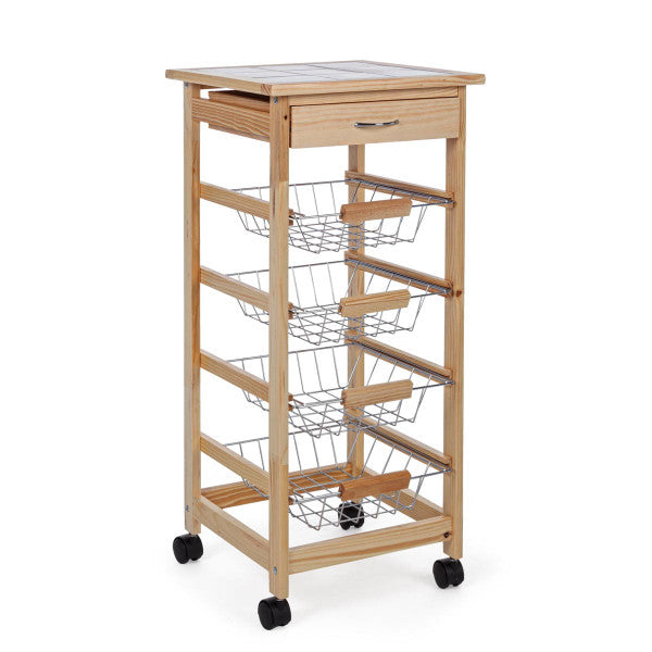 Carrello Cucina Small Bon 4 Cest-1C Naturale