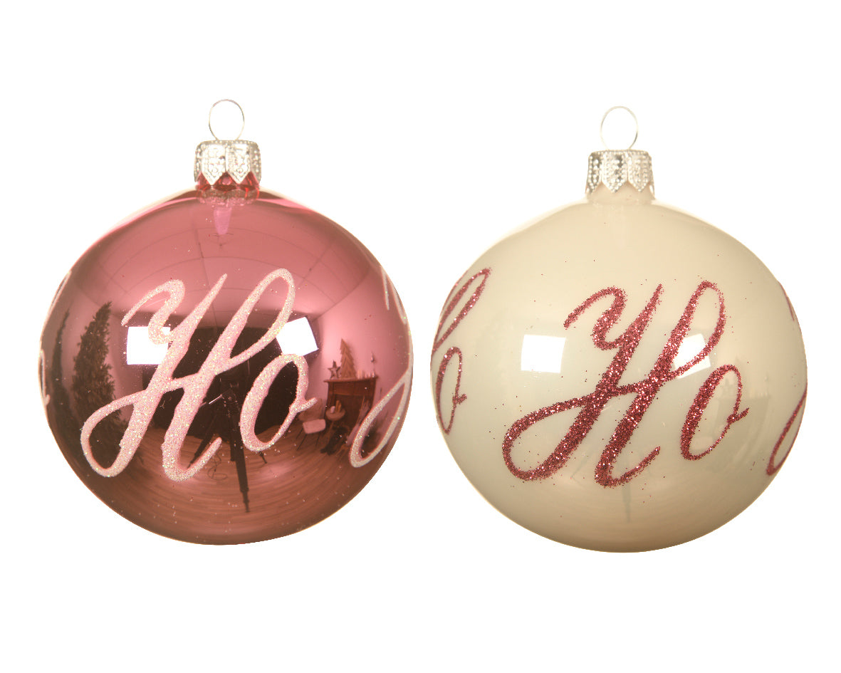 Palla di Natale diametro 8 cm decorazione natalizia con scritta Ho Ho Ho - DeMatteis.it