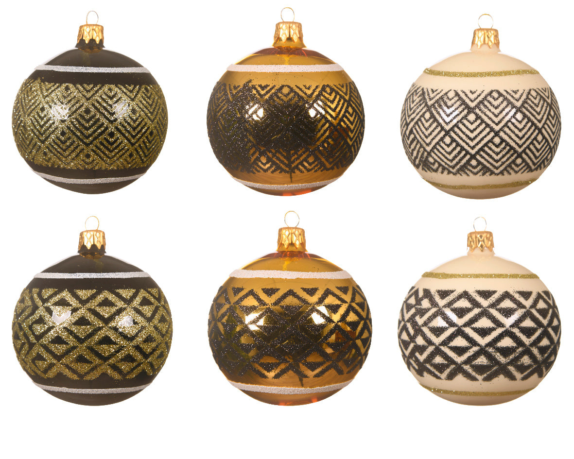 Palla di Natale diametro 8 cm con decoro geometrico per addobbi natalizi - DeMatteis.it