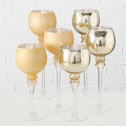 Portacandela Vetro Oro 40 Cm 1 Pezzo