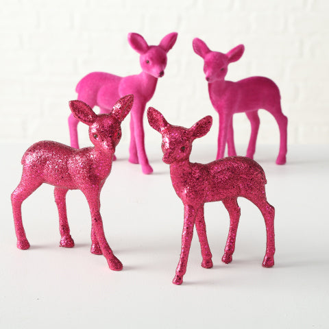 Cerbiatto decorativo rosa da 15 cm per addobbi natalizi e decorazioni festive - DeMatteis.it