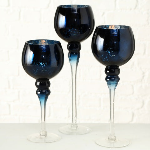 Portacandela Vetro 35 Cm Blu 1 Pezzo