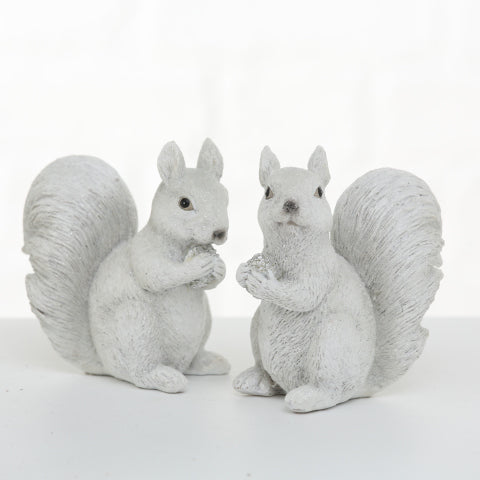 Scoiattolo bianco decorativo alto 10 cm, figura ornamentale per decorazione casa e giardino - DeMatteis.it