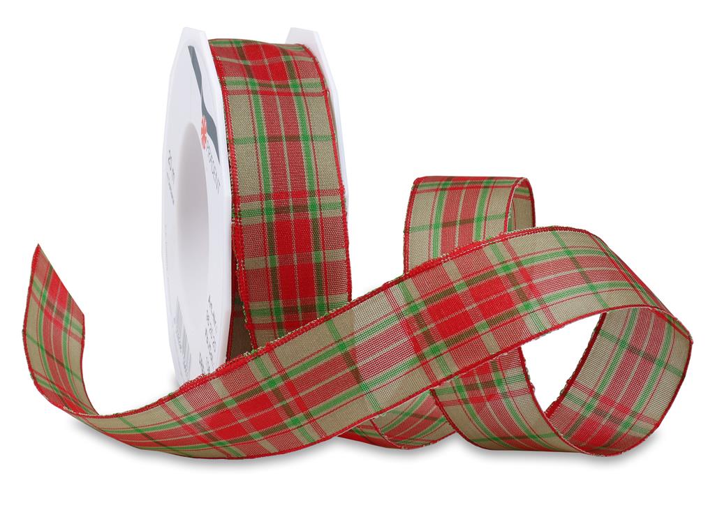 Nastro Bretagne decorativo con motivo scozzese, larghezza 25 mm lunghezza 20 ml, per confezioni regalo e decorazioni - DeMatteis.it