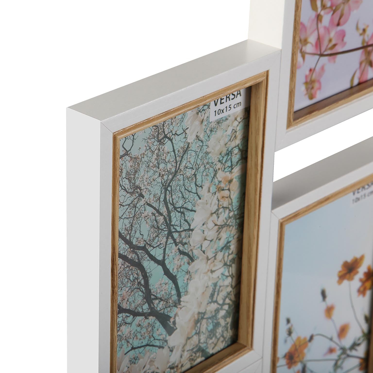 Portafoto Multiplo Sette Posti Legno Bianco