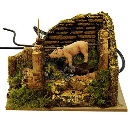 Maialino Allo Spiedo Per Presepe decorazione natalizia artigianale italiana per scene presepiali - DeMatteis.it