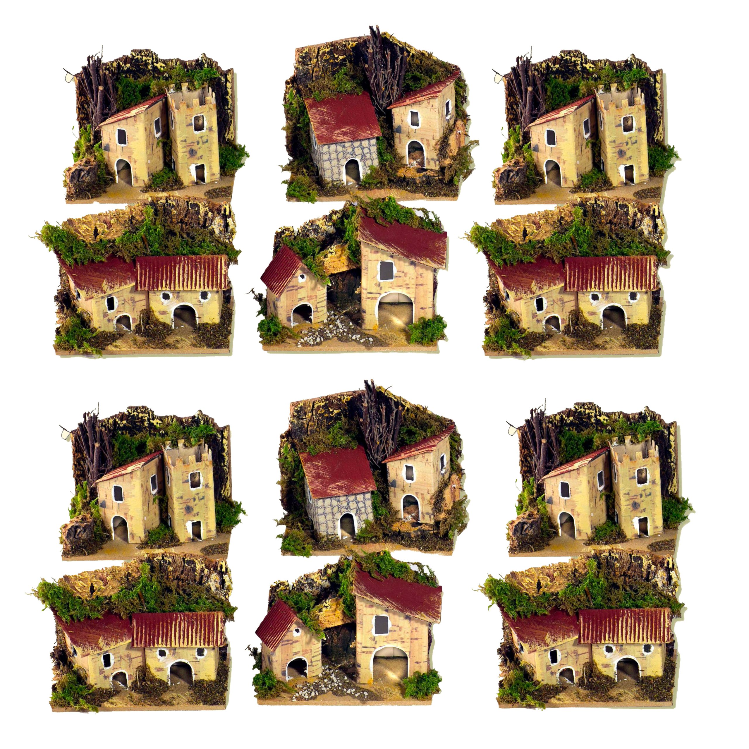 Casette presepe artigianali Rossi Rosa 10 x 6 x 8 cm per scenografie natalizie tradizionali - DeMatteis.it