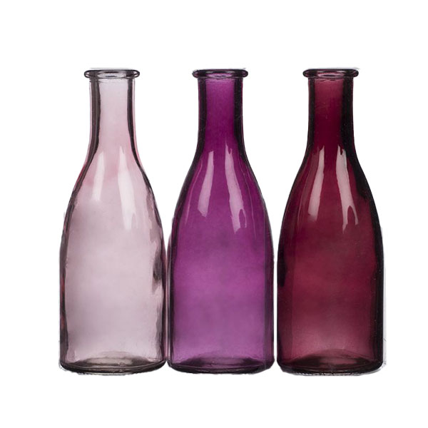 Set 3 Bottiglie Vetro Rosa 20X7Xh18,5 Cm