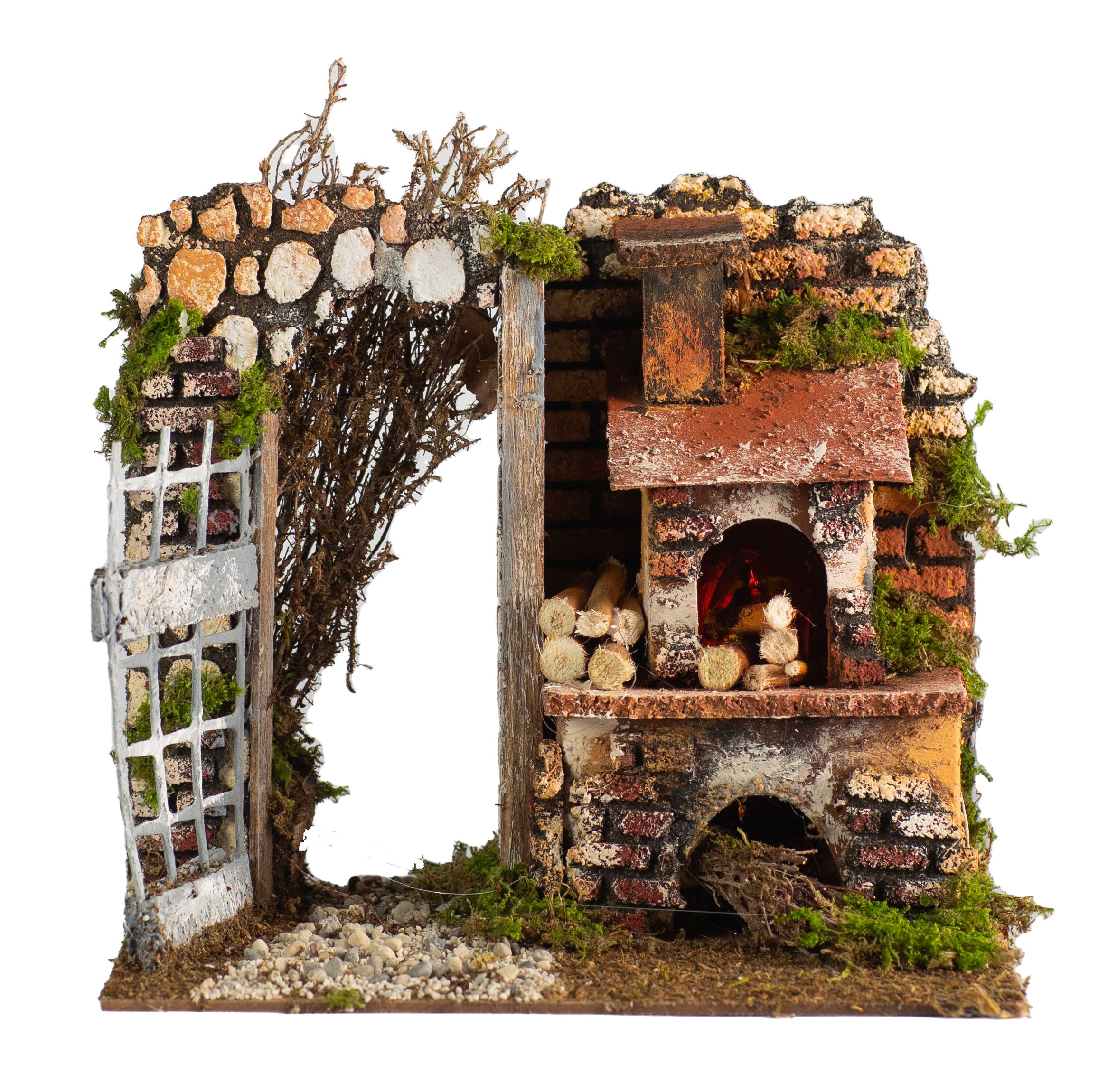 Forno Presepe Funzionante 20x14x18 cm con illuminazione per scenografie natalizie artigianali - DeMatteis.it