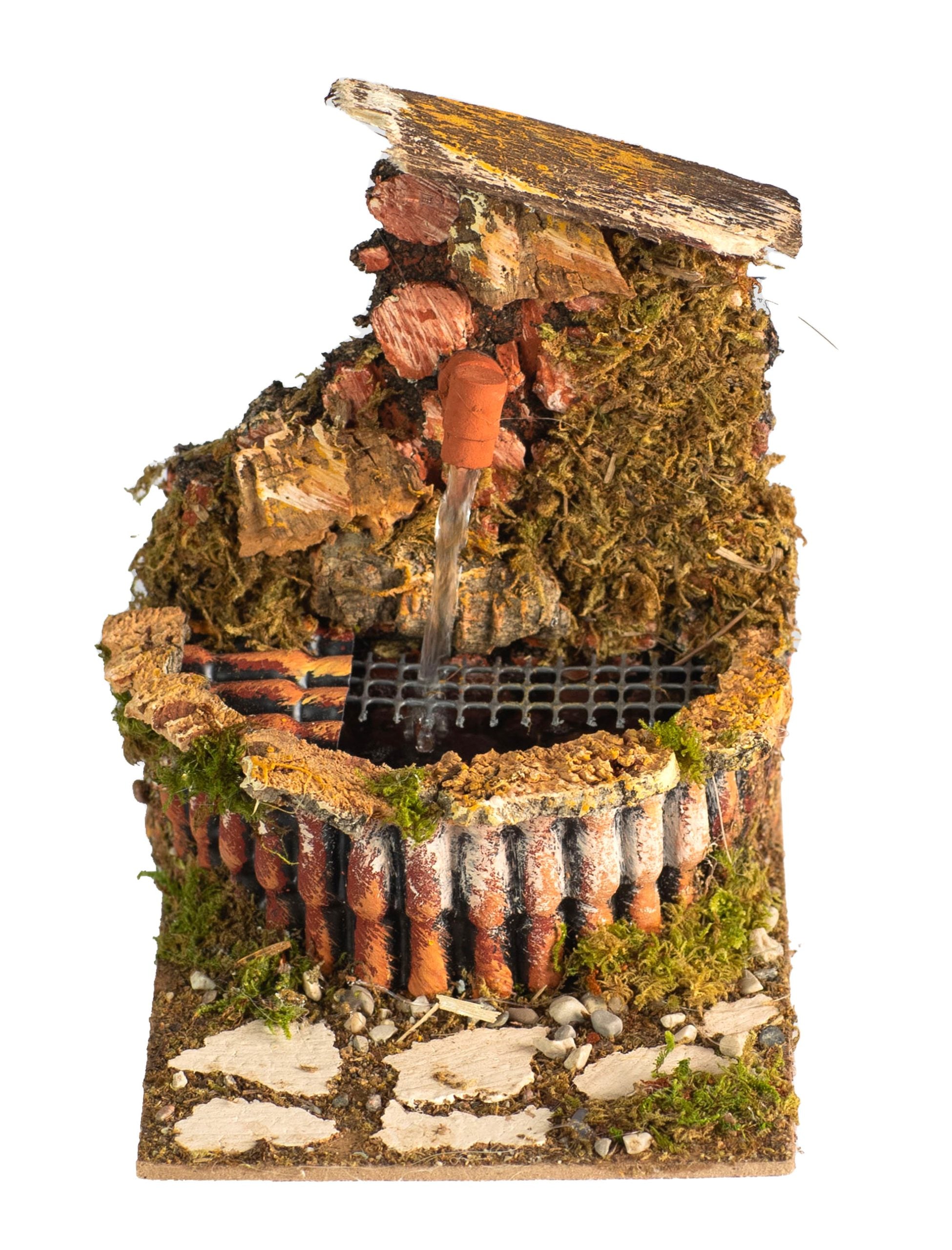 Fontana presepe con pompa elettrica 10x15x13 cm per allestimenti natalizi artigianali - DeMatteis.it