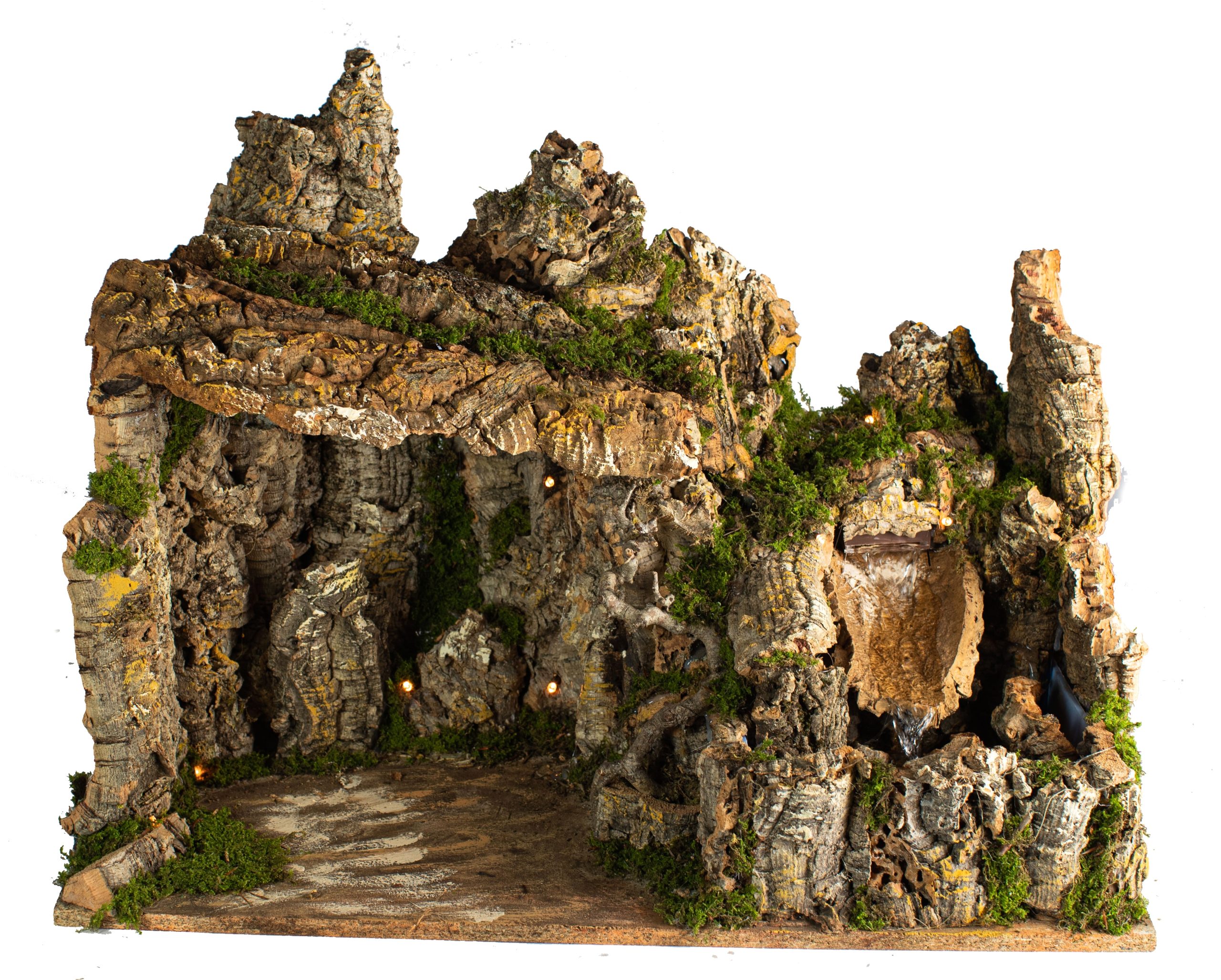 Capanna presepe 60x34x40 cm con cascata e pompa per scene natalizie artigianali Rossi Rosa - DeMatteis.it