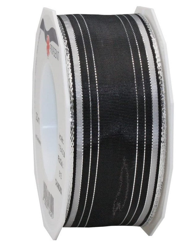 Nastro Chamonix Black decorativo su bobina lunghezza 20 m altezza 40 mm per confezioni regalo - DeMatteis.it