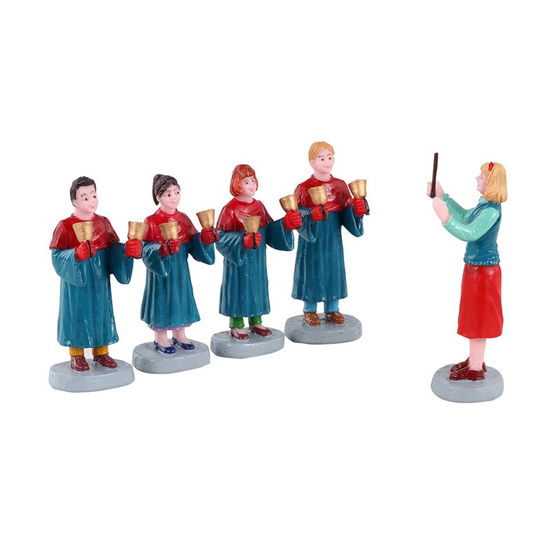 Handbell Choir Set Of 5 Lemax figurine decorative per coro natalizio con direttore e campanelle - DeMatteis.it