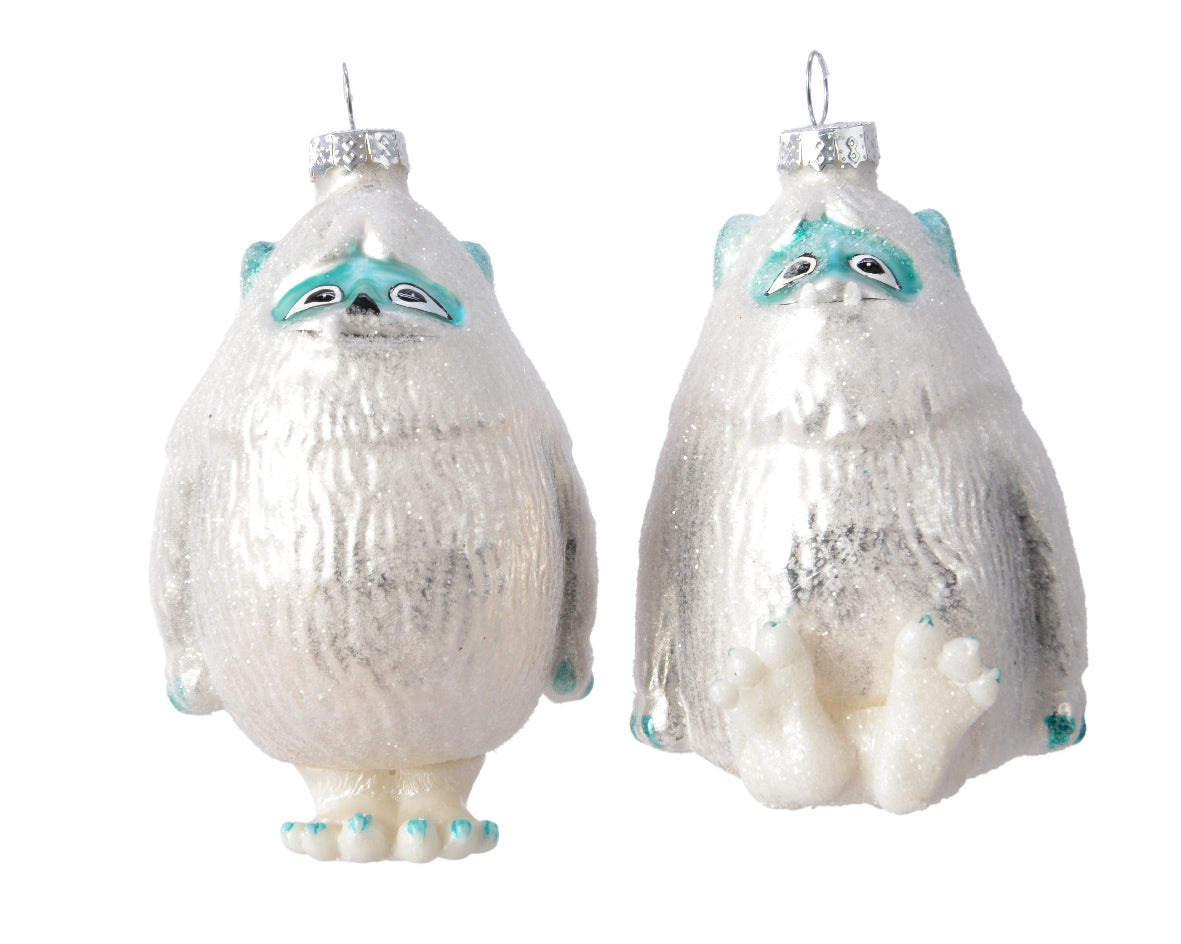 Pendente Yeti Bianco decorazione natalizia in vetro 7 x 9 cm per albero di Natale - DeMatteis.it