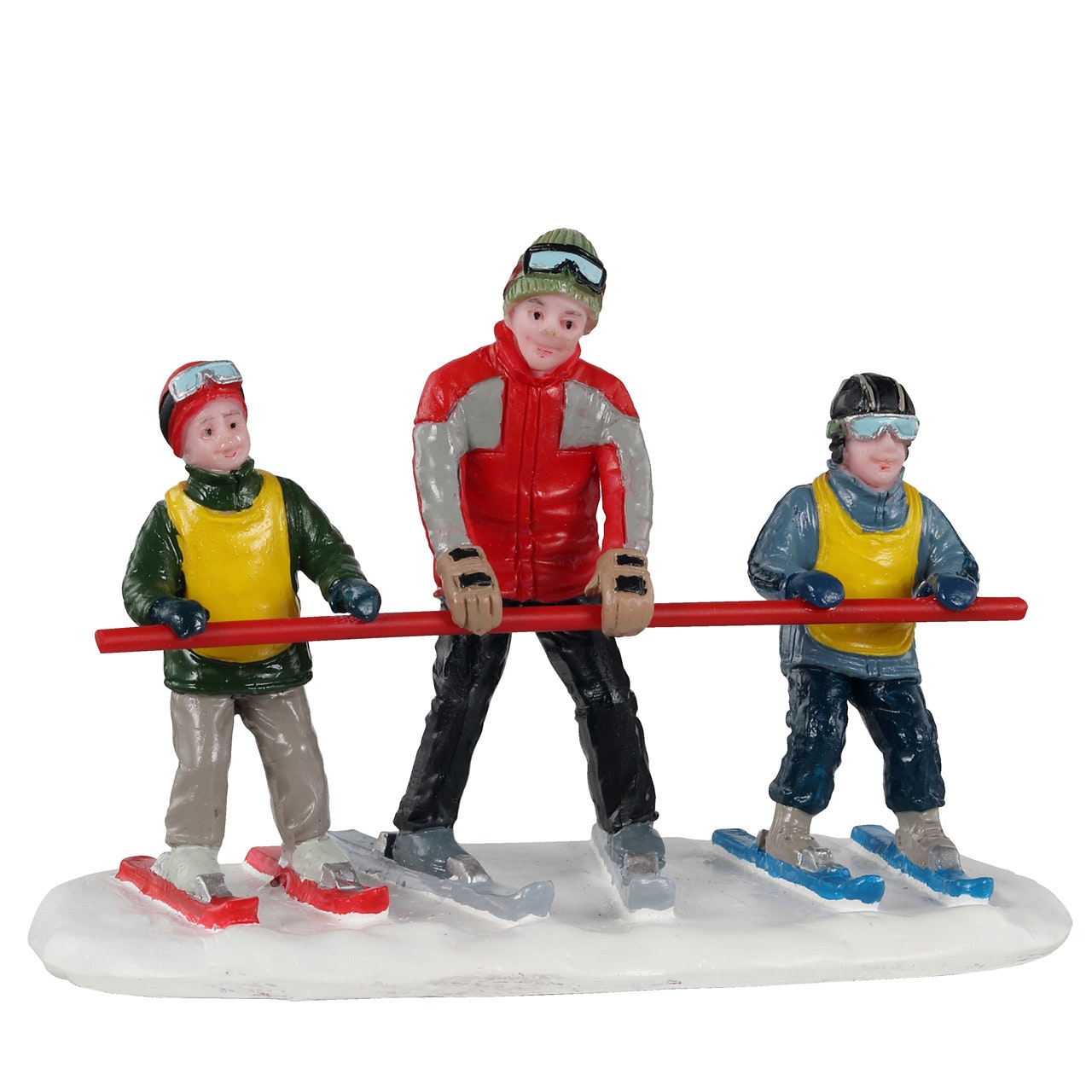 Bunny Slope Beginners Lemax figurina decorativa per villaggio natalizio con sciatori principianti e istruttore - DeMatteis.it