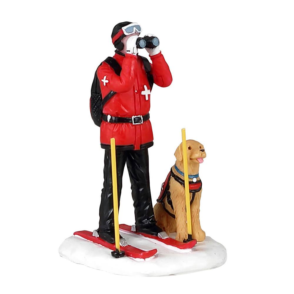 Ski Patrol Lemax figurina decorativa per villaggio natalizio con sciatore di soccorso e cane da salvataggio - DeMatteis.it