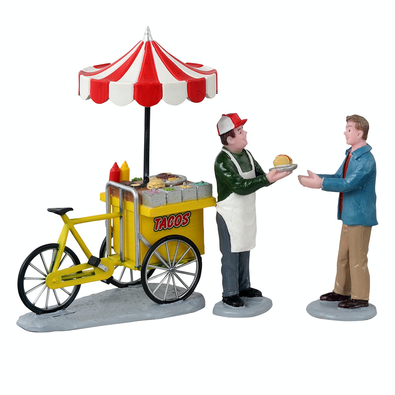 Taco Cart Lemax set decorativo per villaggio natalizio con venditore ambulante e cliente - DeMatteis.it