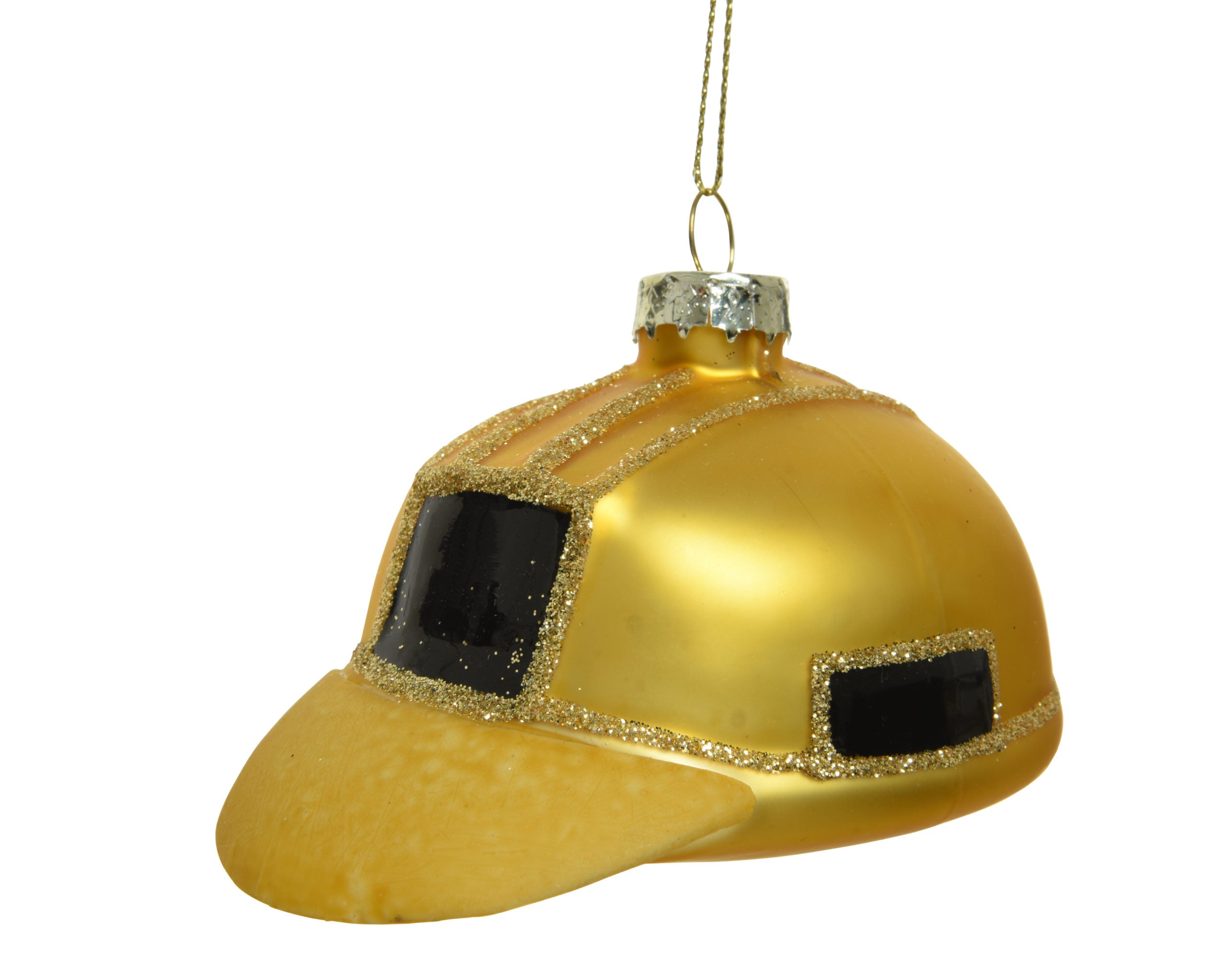 Ornamento elmetto di protezione in vetro 10x6 cm decorazione natalizia con gancio per appendere - DeMatteis.it