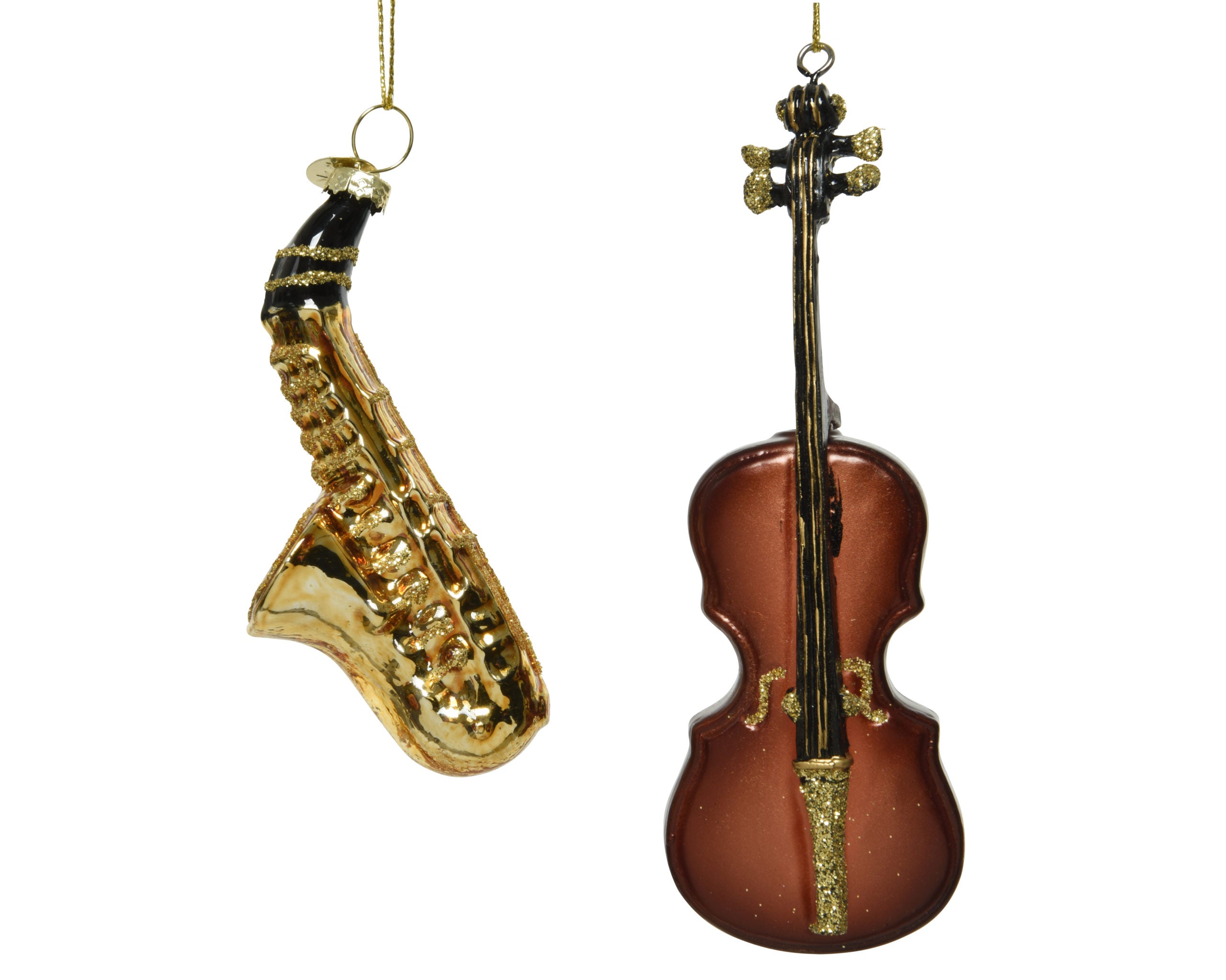 Ornamento Strumento Musicale decorativo natalizio con sassofono e violino da 12 cm per addobbi - DeMatteis.it